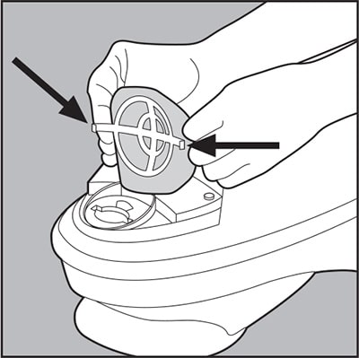 Lift tabs on filter to remove