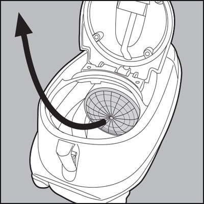 Remove plastic filter cover and foam filter from motor.