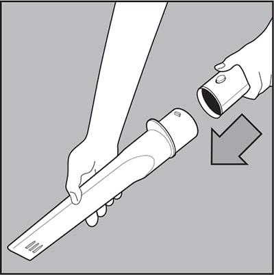 To detach, press latch button and pull.