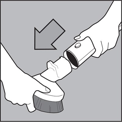 To detach, press latch button and pull.