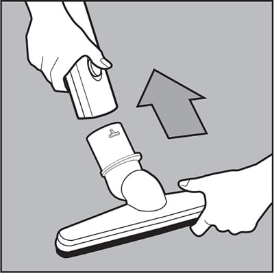 To detach, press latch button and pull.