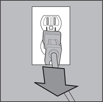 Select OFF and remove power cord from outlet.