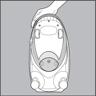 Cord quick release closed. Place one hand on top of unit to stabilize before wrapping or unwrapping cord.