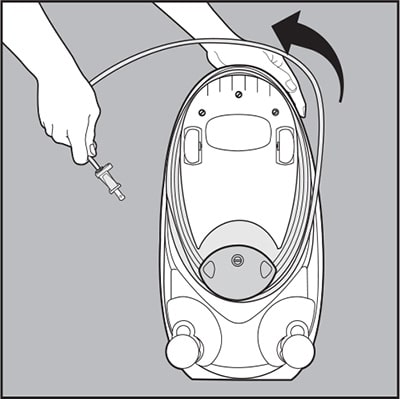 To rewrap cord, place quick release in closed position. Wrap cord around base of unit. Attach plug to cord.